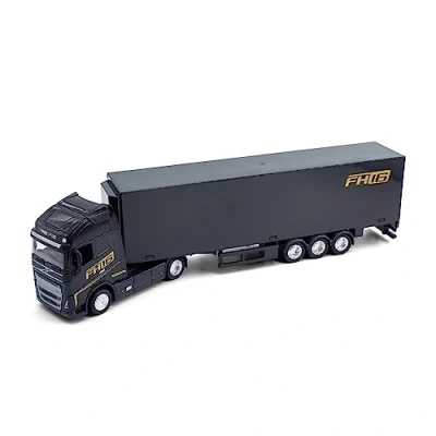Image of Bburago B18 31461V Street FIRE HAULERS with Trailer Die Cast Truck Volvo FH16 Globetrotter 750 XXL 1:43 Scale Collectible Toy Model, Assorted Designs and Colours
