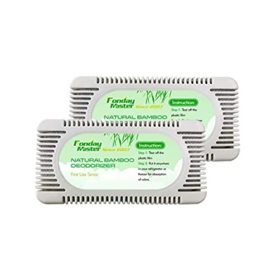 Image of Fonday 2 Packs Refrigerator Deodorizer Odor Eliminator for Fridge Freezer Cooler &amp; Lunch Boxes Natural Bamboo Charcoal More Effective Than Baking Soda