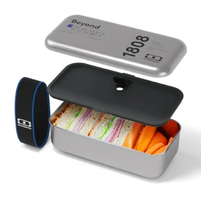 Image of monbento MB Sense Beyond Stainless Steel Lunch Box Food Container with Airtight Lid Bento Suitable for the Oven and Microwave Ideal Office/Hiking/Outdoor