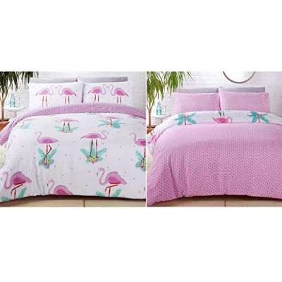 Image of Rapport Flamingos Duvet Set, Polyester Cotton, Multi Colour, King