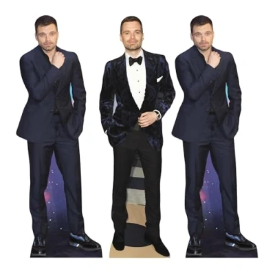 Image of Star Cutouts CS1237 Sebastian Stan Shelf Top Cutout Pack of Three Cardboard Height 31cm Ideal for Fan Theme, Parties, Birthdays, Surprise Gifts &amp; Room Decorations Events
