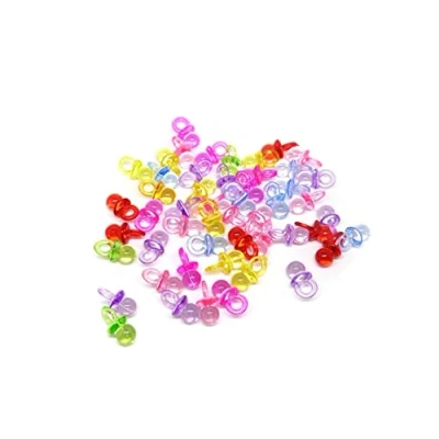 Image of Julz Beads 50 Dummy Charms Mixed Colours Acrylic 20mm x 10mm Baby Pacifier P00794