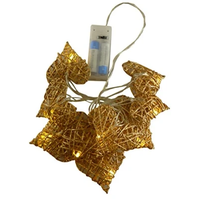 Image of Christmas Concepts® 10 Warm White LED Brown Rattan Heart Lights Christmas/Wedding/Home Decoration