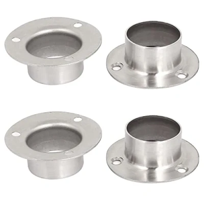 Image of TA VIGOR Wardrobe Rail Support, 32mm Round Hanging Rod End Stainless Steel Wall Mount Flange Socket Bracket for Closet Curtain, 4Pcs