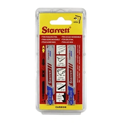 Image of Starrett Metal Cutting Jigsaw Blades 2 Pack CTU218 Unified Shank Carbide Tipped Stainless Steel Blade Set Compatible With Bosch Dewalt Hitachi Festool Milwaukee