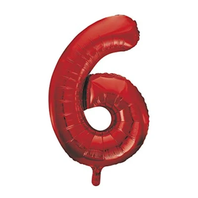 Image of Red Number 6 Shaped Large Foil Balloon (86cm) 1 Piece Perfect for Birthday Parties and Special Events