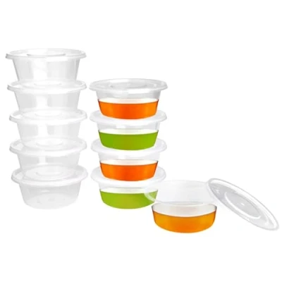 Image of Surflyee 50 Pack Plastic Containers with Lids, 50ML 2OZ Food Sauce Pots, Leakproof, Small Pots for Takeaway Food, Dip, Soup, Salad, Condiment