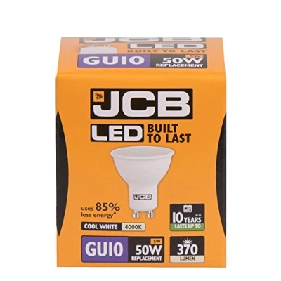 Image of Pack of 10 5W LED Light Bulbs GU10 100deg 4000k Cool White 370lm (JCB S12499)