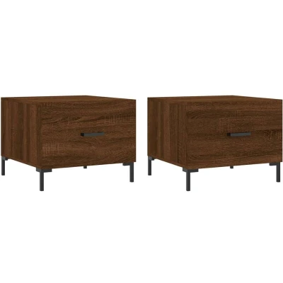 Image of vidaXL Coffee Tables 2 pcs Brown Oak 50x50x40 cm Engineered Wood