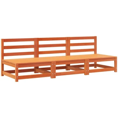 Image of vidaXL Garden Sofas Armless 3 pcs Wax Brown 70x70x67 cm Solid Wood Pine