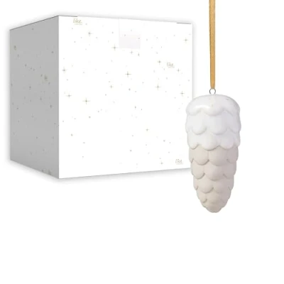 Image of like. by Villeroy &amp; Boch Winter Glow fir cone ornament, Premium Porcelain Christmas decoration, tree 4 x 9 cm, White/Beige