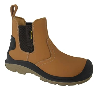 Image of Maxsteel MENS SAFETY DEALER CHELSEA LEATHER WORK BOOTS STEEL TOE CAP &amp; MIDSOLE SHOES (HONEY, uk_footwear_size_system, adult, men, numeric, medium, numeric_13)