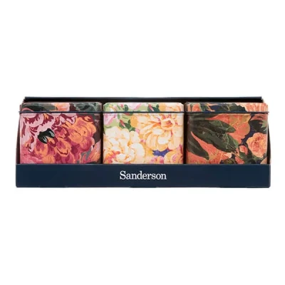 Image of Sanderson Very Rose &amp; Peony Set of 3 Square Caddies Display Box