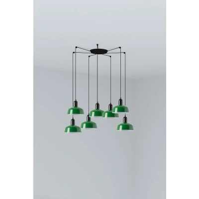 Image of Tatawin Small Cluster Pendant Ceiling Light Black, Gloss Green 7x E27