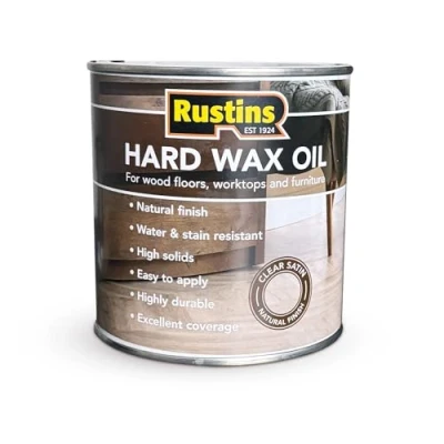 Image of Rustins Hard Wax Oil 1L, Clear Satin Finish, for Wood Floors, Worktops and Furniture