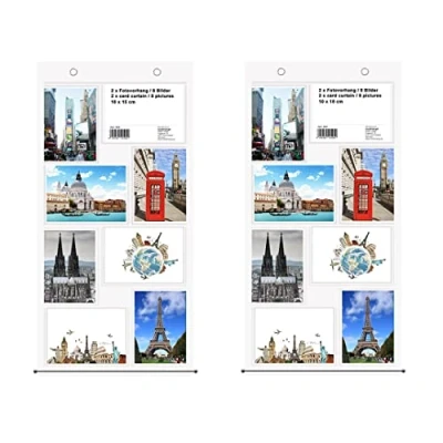 Image of trendfinding® Photo Curtain in Portrait and Landscape For 8 Photos Postcards Sized 10 x 15 cm 2 Pack
