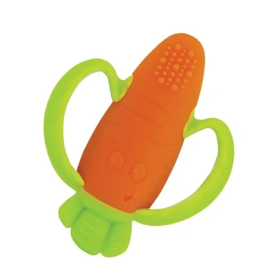 Image of Infantino Lil&#039; Nibble Teethers Carot Toother Toy Silicone Soft Textured Teether Sensory Exploration Teething Relief Easy to Hold Handles 0 Month + 1 Unit Multicolor