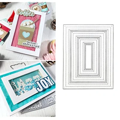 Image of 3pcs/Set Rectangle Frame Metal Die Cuts,Stitched Panel Background Cutting Dies Stencils DIY Crafts Cards Cuts for Embossing Card Making Photo Decorative Paper Scrapbooking