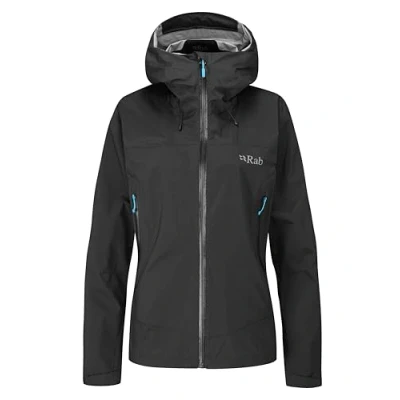 Image of Rab Women&#039;s Downpour Plus 2.0 Waterproof Breathable Jacket for Hiking, Trekking, &amp; Climbing Black 14