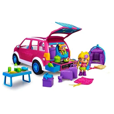 Image of Pinypon Camping car, camper van, summer vehicle for camping, with a mini doll and baby lots of accessories, girls boys from 4 years, Coloured, Famosa (PNY35000)