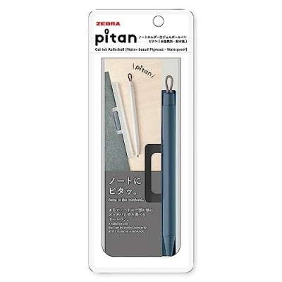 Image of Zebra P JJ115 BGR Gel Ballpoint Pen Pitan 0.5mm with Note Holder, Blue Gray