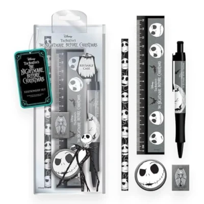 Image of Genuine Disney Nightmare Before Christmas Spooky Stationery Set Pen Eraser Ruler