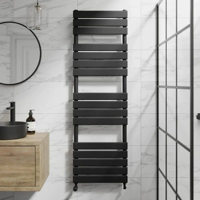 Image of DuraTherm Flat Panel Heated Towel Radiator Matt Black 1600 x 500mm