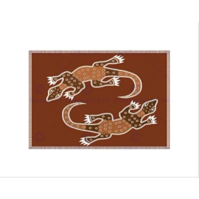 Image of Wee Blue Coo Aboriginal Style Dot Painting Lizard Picture Wall Art Print
