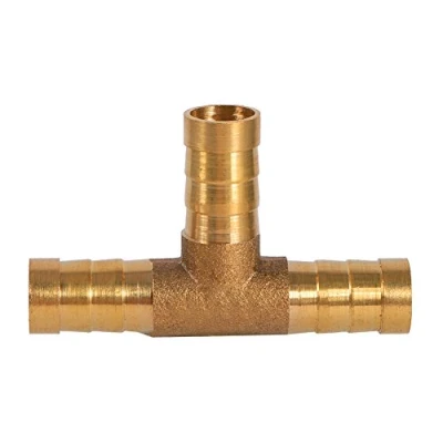 Image of Brass Hose Connector, Barbed T piece Gas Connector Adapter Quick Release 3 Way Joiner Fuel Line for Air Water Oil(10mm) 10mm tee