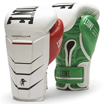 Image of LEONE 1947 Revo Performance Unisex Adult Boxing Gloves, White, 12 oz