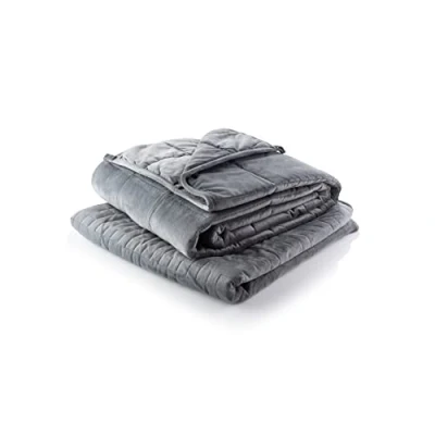 Image of Minky Luxury Weighted Blanket for Adults. Heavy Thick with Removable and Washable Cover, Soft Throw Stress Sleep, Quilt Design, Quality Glass Beads, 5kg, Single 90cm x 190cm (Grey)