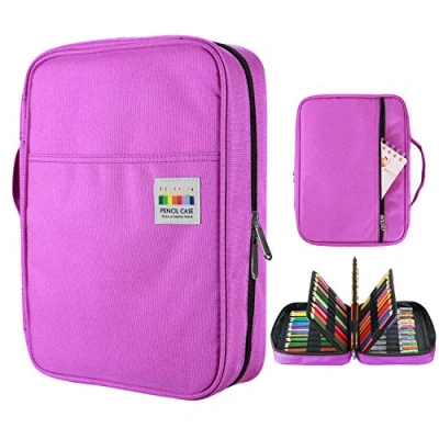 Image of YOUSHARES 220 Slots Colored Pencil Case, 145 Gel Pens fo Coloring Case Organizer, Handy Multilayer Color Holder for Glitter Pens, Refills, Pencils Adults &amp; Artist (Purple)