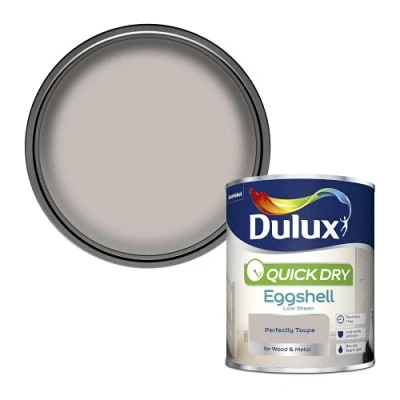 Image of Dulux 5358165 Quick Dry Eggshell Paint, Perfectly Taupe, 750 ML