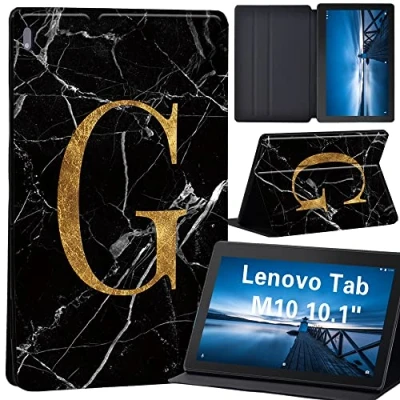 Image of Case for Lenovo Tab M10 TB X605F/ X605L/ X505F/ X505L Leather Stand Cover 10.1 Inch Tablet (letter G on black marble)