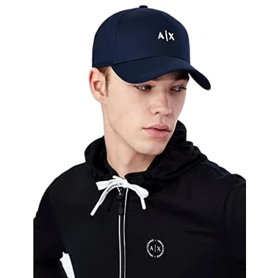 Image of Armani Exchange Men&#039;s Logo Baseball Cap, Blue, One Size