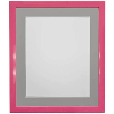 Image of FRAMES BY POST 0.75 Inch Pink Picture Photo Frame With Dark Grey Mount 16 x 12 Image Size 8 Plastic Glass