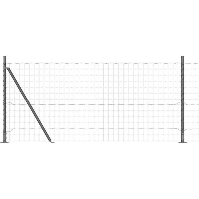 Image of vidaXL Euro Fence Set of 2 Grey Metal 25 x 1 m