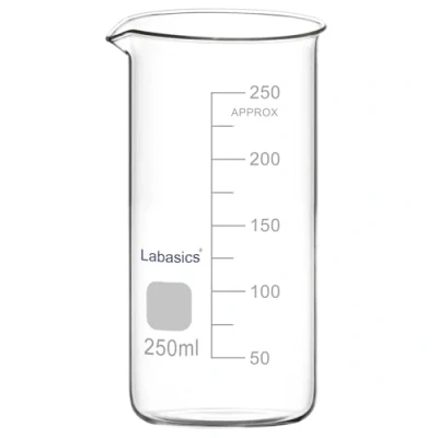 Image of Labasics Glass Tall Beaker, Borosilicate Graduated Form Griffin Beaker with Pouring Spout, 1 Pack, 250 ml