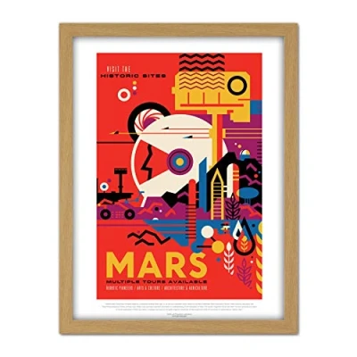 Image of Wee Blue Coo NASA Space Travel Advert Mars Artwork Framed Wall Art Print 18X24 Inch