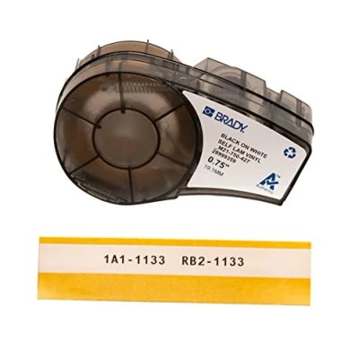Image of Brady Self Laminating Vinyl Tape for BMP21 PLUS; LAB; BMP21, 19.05mm x 4.30m, Black on White, Transparent