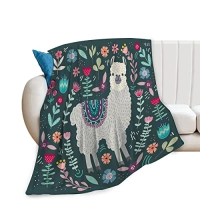 Image of Alpaca Blanket Botanical Flower Throw Cozy Plush Boho Bohemia Llama Fleece Flannel Ultra Soft Blankets Lightweight Fuzzy Party Gifts for Adult Bed Couch Sofa Kids 60&quot;X50&quot;