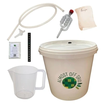 Image of Almost Off Grid Honey Mead Wine Making Starter Kit for Beginners, Equipment, Makes 4.5 litres or 6 Bottles, Fermenting Set Making, Traditional
