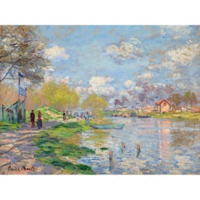 Image of Fine Art Prints Claude Monet Spring By The Seine Print Canvas Premium Wall Decor Poster Mural,16 x 12 inches