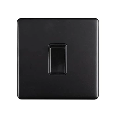 Image of 1 Gang 10Amp 2Way Switch Flat Concealed Matt Black Plate Rocker