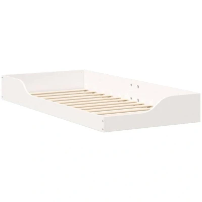 Image of vidaXL Floor Bed Frame White 90 x 200 cm Solid pine wood
