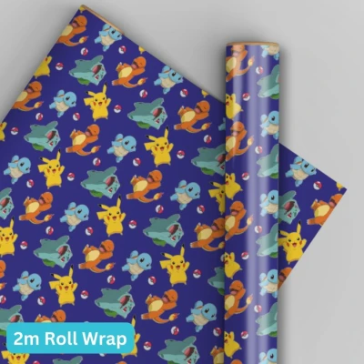 Image of Pokemon Wrapping Paper 2M Roll Wrap Blue Gift