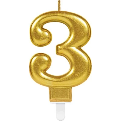 Image of (PKT) Adult Metallic Gold Candle Number 3