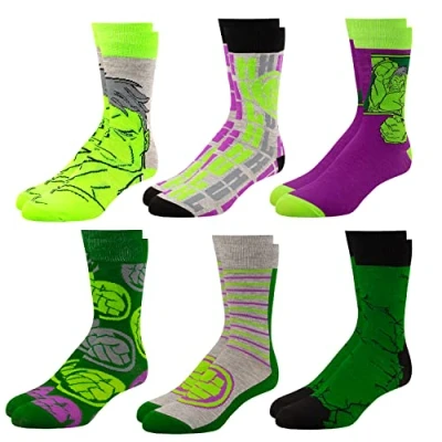 Image of Marvel Legends Socks for Boys &amp; Men, 6 Pack Men Socks, Men&#039;s Athletic