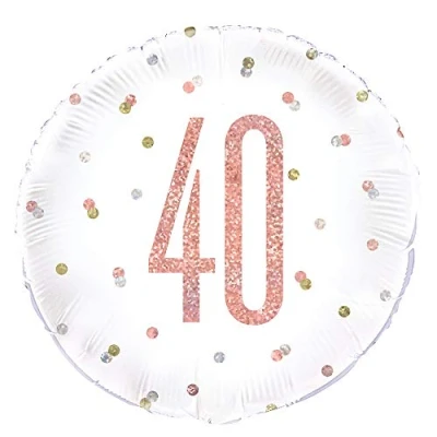 Image of Dazzling Rose Gold 40th Birthday Glitz Round Foil Balloon (45cm) Perfect for Birthday, Annivesaries &amp; Memorable Celebrations 1 Pc