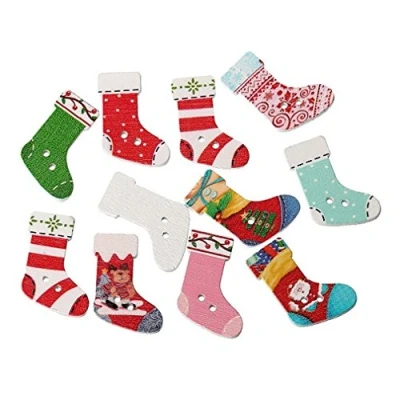 Image of Namvo 100pcs Multicolored Cartoon 2 Holes Wood Sewing Buttons Socks